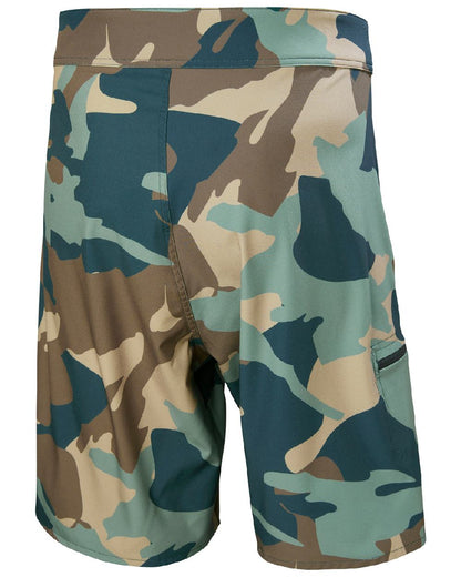 Cactus Camo Coloured Helly Hansen Mens HP 9 inch Board Shorts 3.0 on white background 