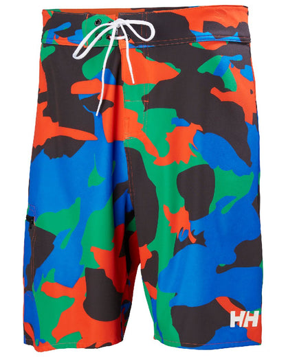 Flame Camo Coloured Helly Hansen Mens HP 9 inch Board Shorts 3.0 on white background 