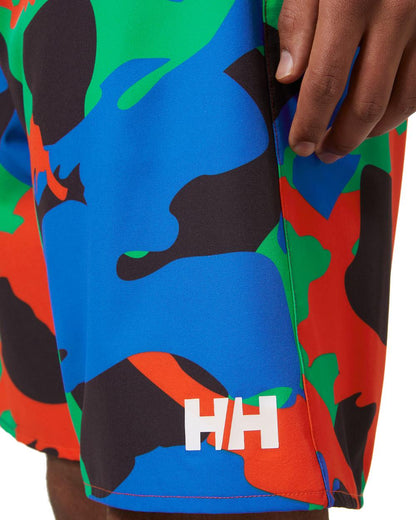 Flame Camo Coloured Helly Hansen Mens HP 9 inch Board Shorts 3.0 on white background 