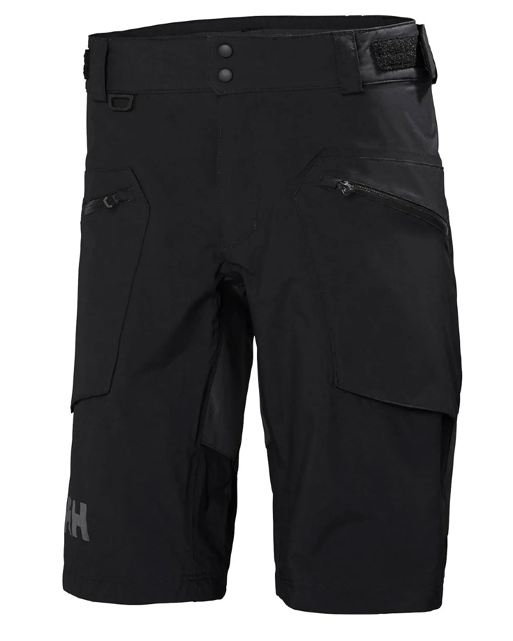 Black coloured Helly Hansen Mens HP Foil HT Waterproof Sailing Shorts on white background 