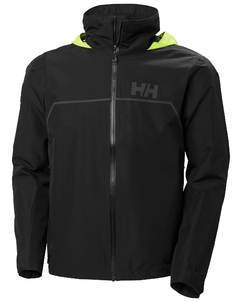 Ebony coloured Helly Hansen Mens HP Foil Match Sailing Jacket 2.0 on white background 