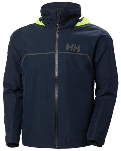 Navy coloured Helly Hansen Mens HP Foil Match Sailing Jacket 2.0 on white background 