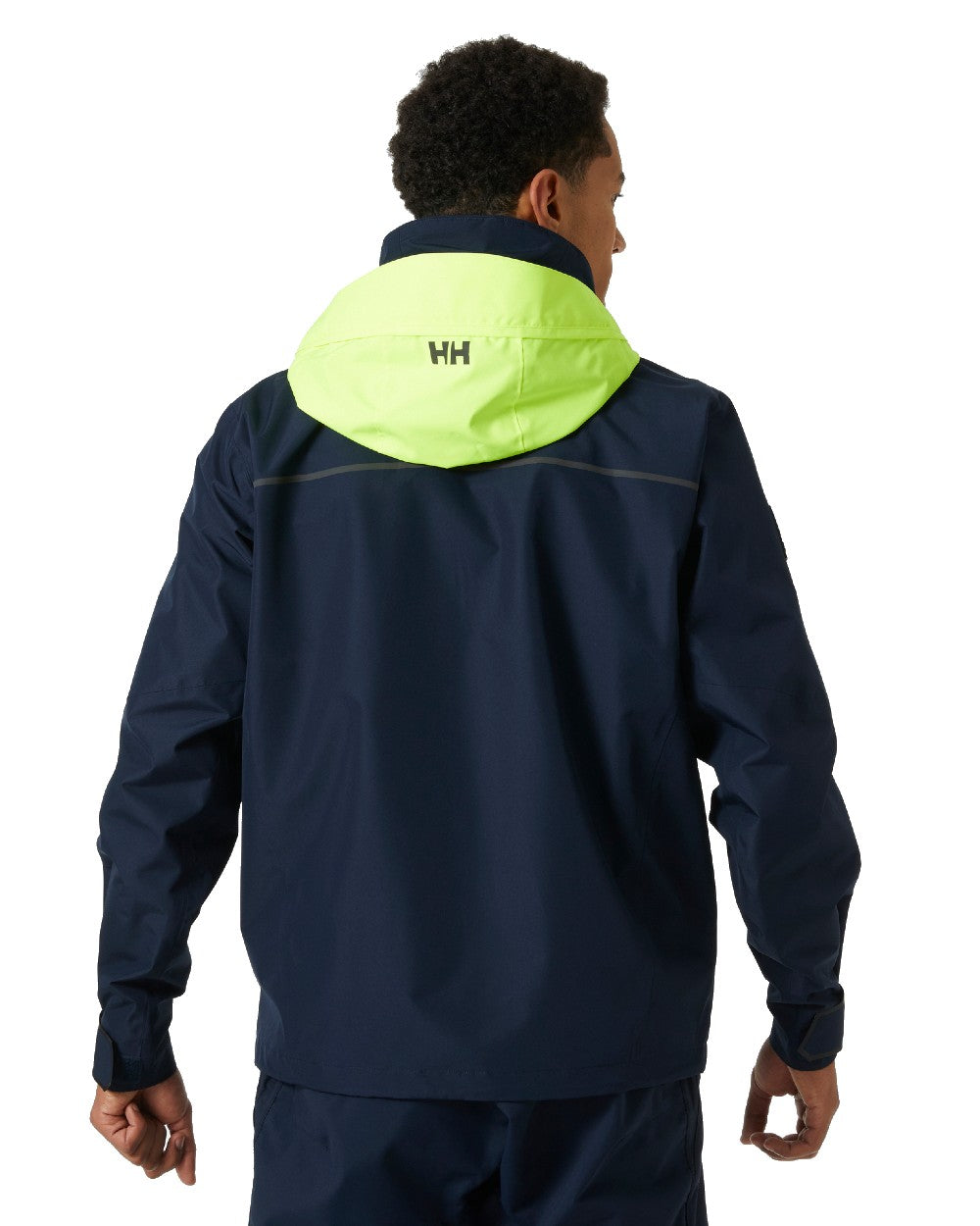 Navy coloured Helly Hansen Mens HP Foil Match Sailing Jacket 2.0 on white background 
