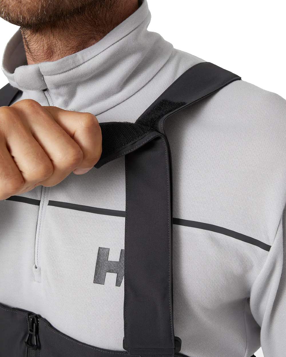 Ebony coloured Helly Hansen Mens HP Foil Pro Sailing Bib on white background 