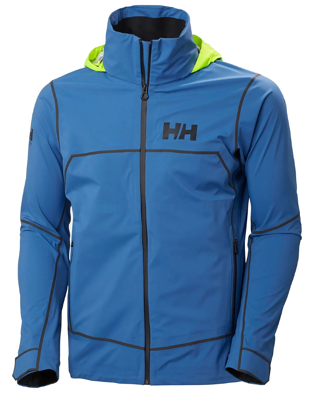 Azurite coloured Helly Hansen Mens HP Foil Shell Jacket on white background 