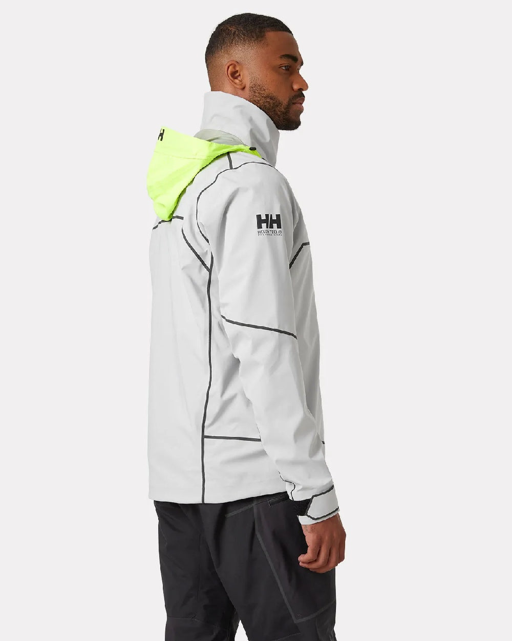 Grey Fog coloured Helly Hansen Mens HP Foil Shell Jacket on grey background 