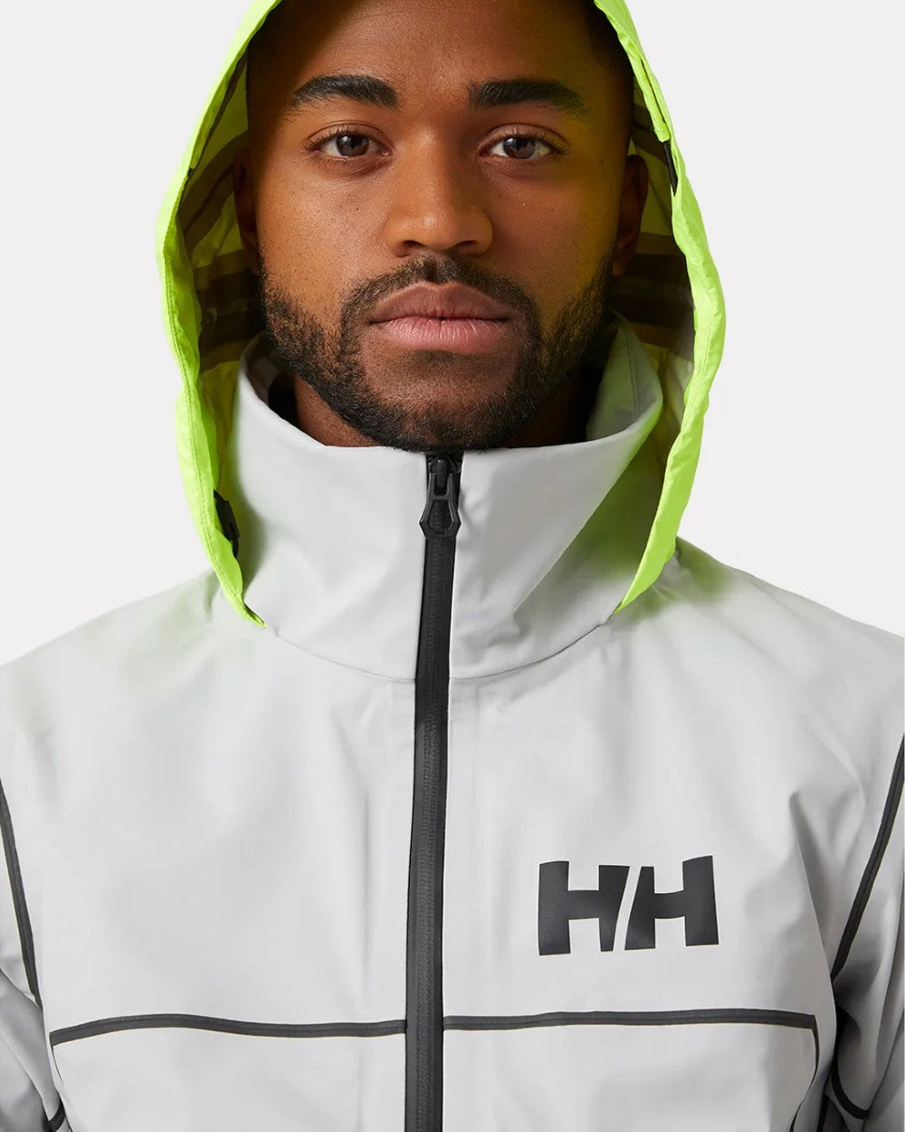 Grey Fog coloured Helly Hansen Mens HP Foil Shell Jacket on grey background 