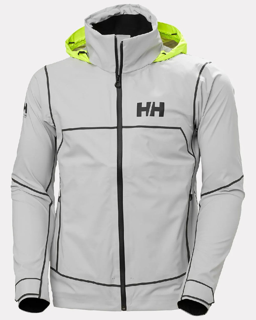 Grey Fog coloured Helly Hansen Mens HP Foil Shell Jacket on grey background 