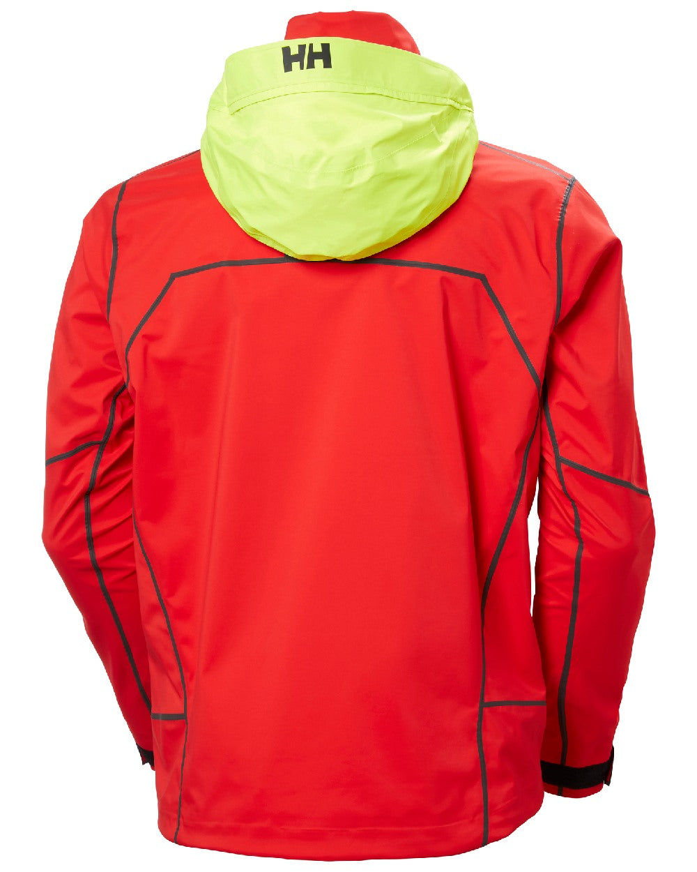 Alert Red coloured Helly Hansen Mens HP Foil Shell Jacket on grey background 