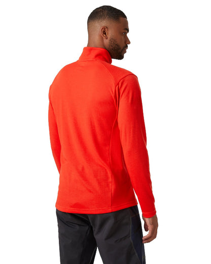 Alert Red coloured Helly Hansen Mens HP Half Zip Pullover Shirt on white background 