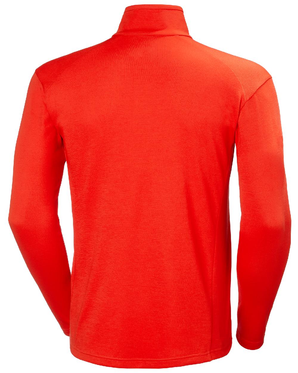 Alert Red coloured Helly Hansen Mens HP Half Zip Pullover Shirt on white background 