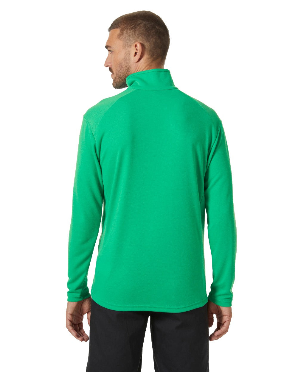 Bright Green coloured Helly Hansen Mens HP Half Zip Pullover Shirt on white background 