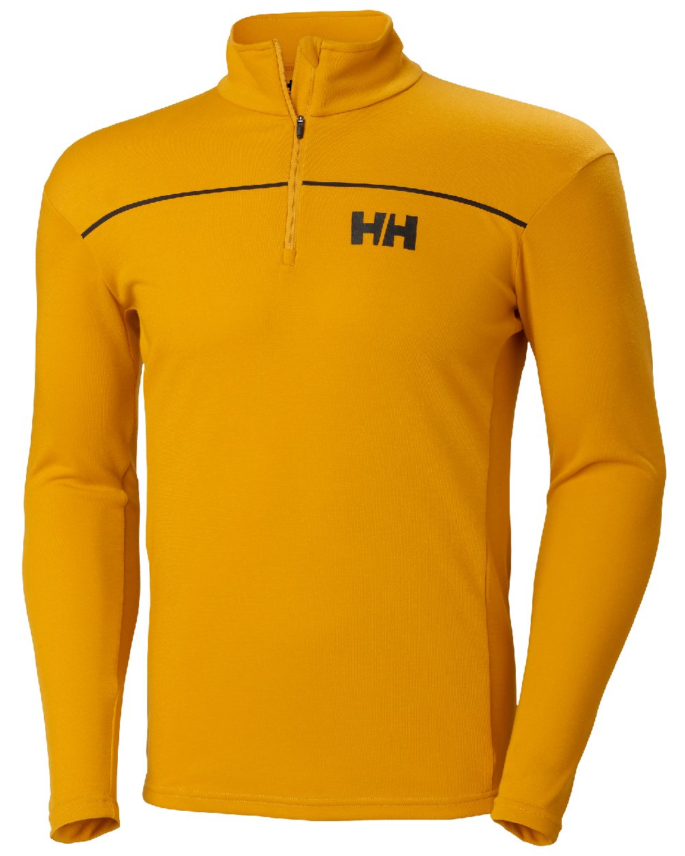 Cloudberry coloured Helly Hansen Mens HP Half Zip Pullover Shirt on white background 