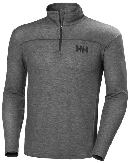 Ebony Melange coloured Helly Hansen Mens HP Half Zip Pullover Shirt on white background 