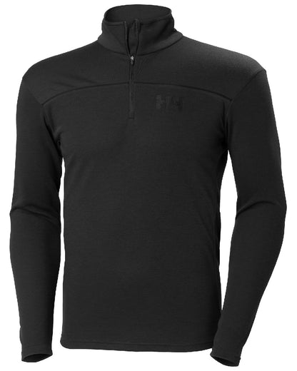 Ebony coloured Helly Hansen Mens HP Half Zip Pullover Shirt on white background 