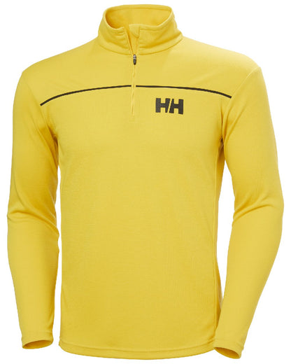 Gold Rush coloured Helly Hansen Mens HP Half Zip Pullover Shirt on white background 