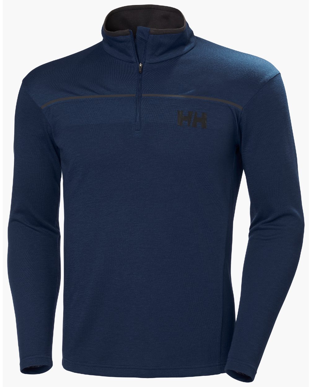 Navy coloured Helly Hansen Mens HP Half Zip Pullover Shirt on white background 