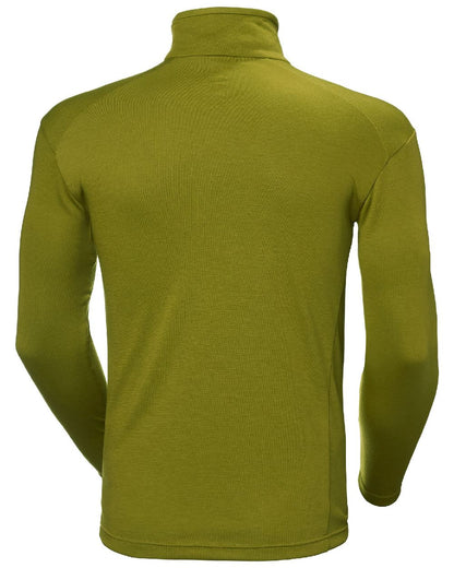 Olive Green coloured Helly Hansen Mens HP Half Zip Pullover Shirt on white background 