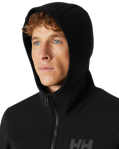 Black coloured Helly Hansen Mens HP Ocean Full Zip Jacket 2.0 on white background 