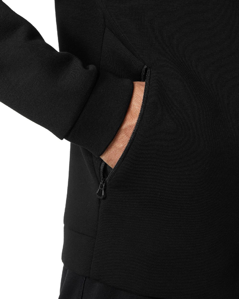 Black coloured Helly Hansen Mens HP Ocean Full Zip Jacket 2.0 on white background 