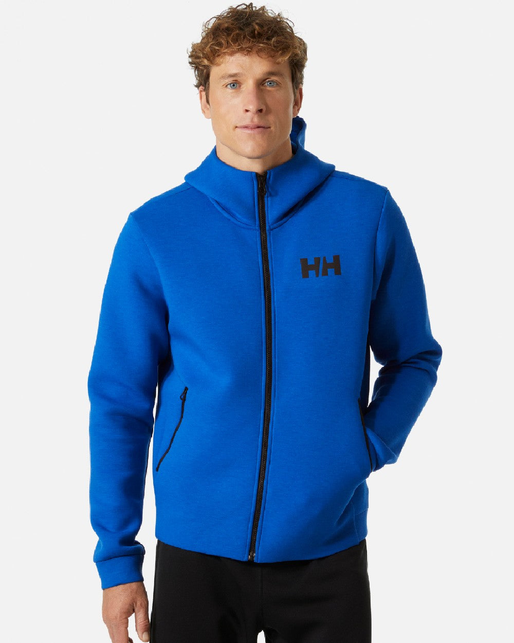 Cobalt 2.0 coloured Helly Hansen Mens HP Ocean Full Zip Jacket 2.0 on grey background 