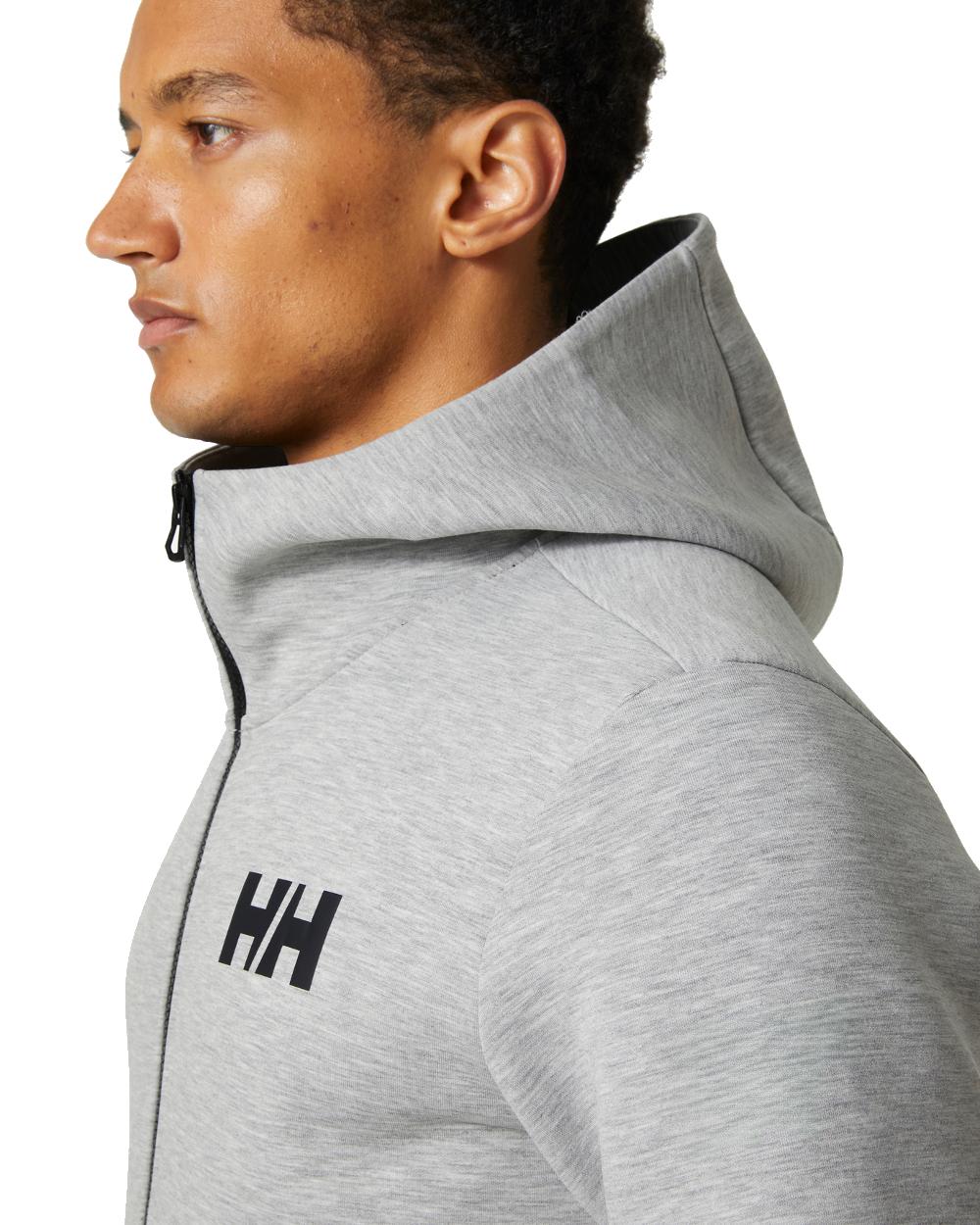 Grey Melange coloured Helly Hansen Mens HP Ocean Full Zip Jacket 2.0 on white background 