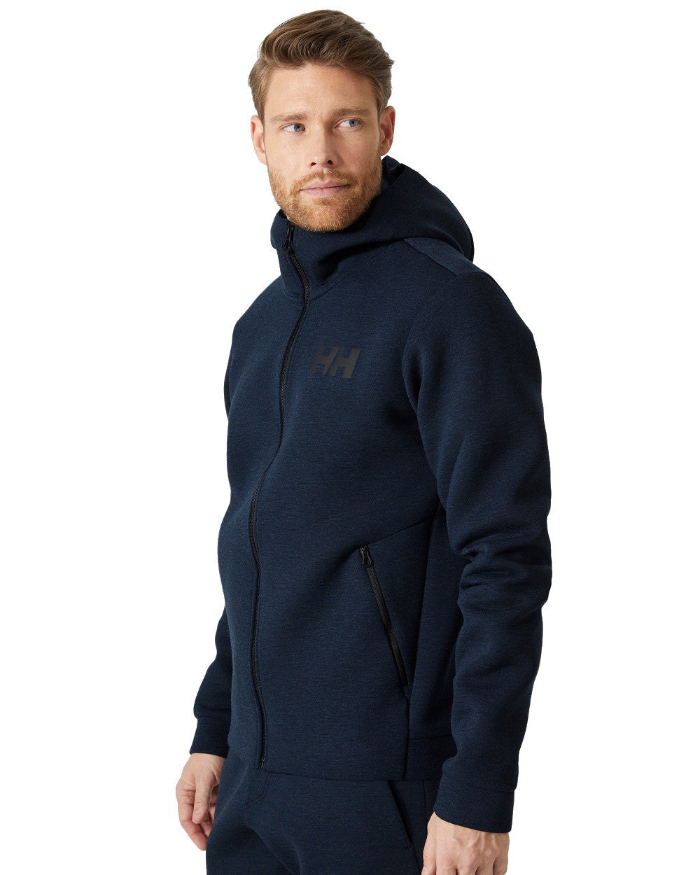 Navy coloured Helly Hansen Mens HP Ocean Full Zip Jacket 2.0 on white background 