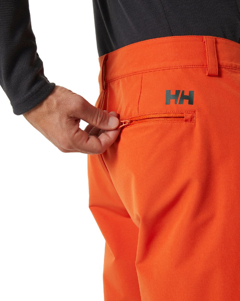 Patrol Orange coloured Helly Hansen Mens HP Quick Dry Club Shorts 10 inch 2.0 on white background 