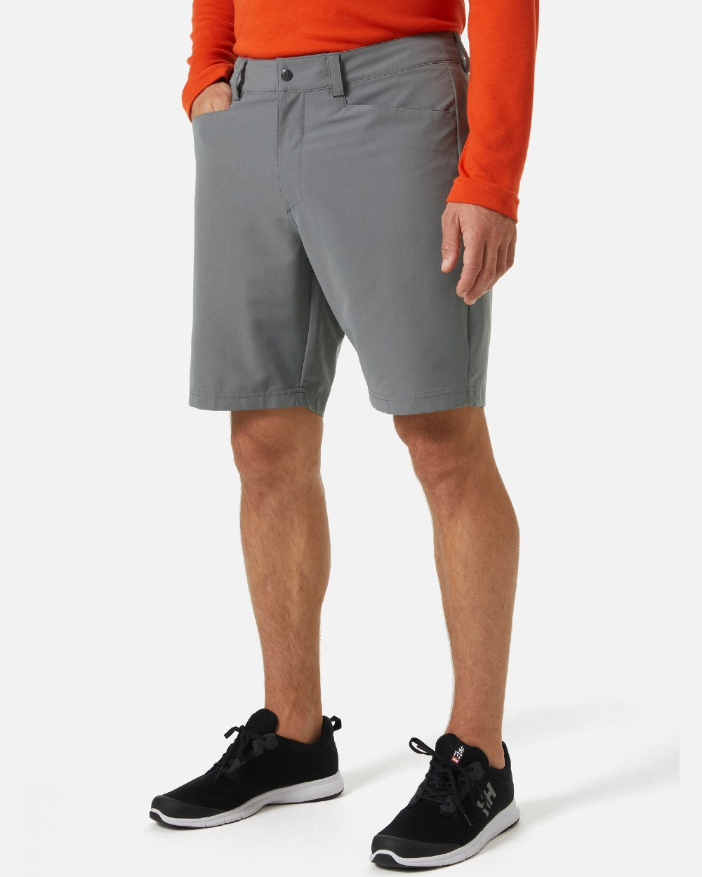 Quiet Shade coloured Helly Hansen Mens HP Quick Dry 10 inch Club Shorts 2.0 on grey background 