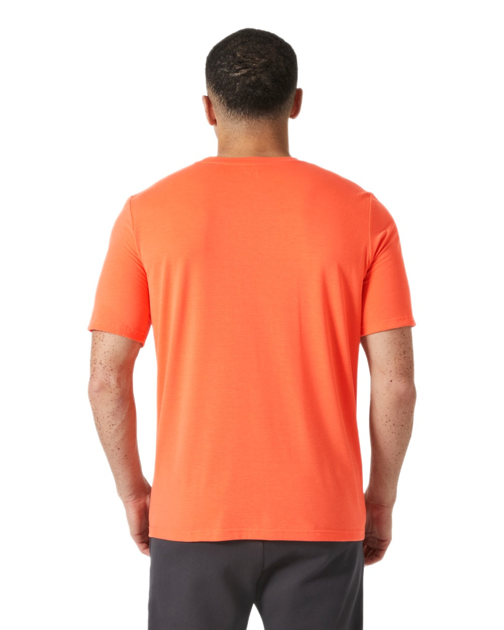 Bonfire Coloured Helly Hansen Mens HP Race Sailing Graphic T-Shirt on White Background
