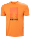 Poppy Orange coloured Helly Hansen Mens HP Race Sailing Graphic T-shirt on white background #colour_poppy-orange