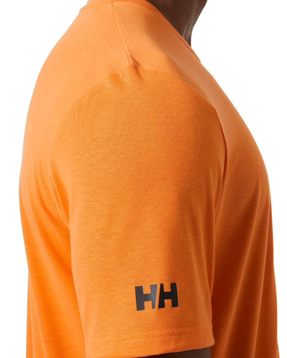 Poppy Orange coloured Helly Hansen Mens HP Race Sailing Graphic T-shirt on white background 