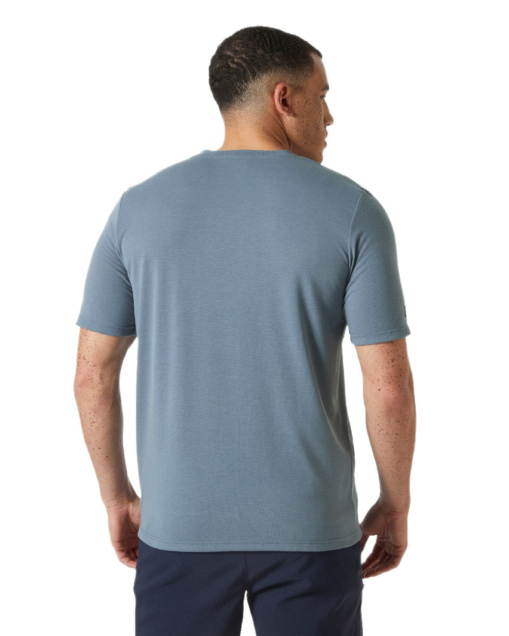 Washed Navy Coloured Helly Hansen Mens HP Race Sailing Graphic T-Shirt on White Background
