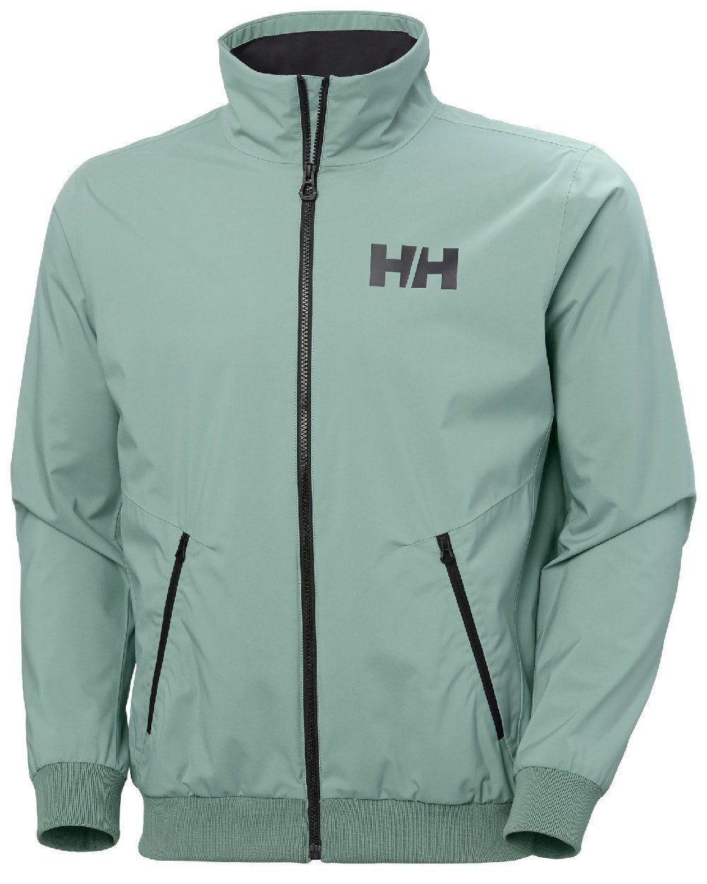 Cactus coloured Helly Hansen Mens HP Racing Bomber Sailing Jacket 2.0 on white background 