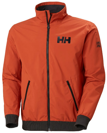 Canyon coloured Helly Hansen Mens HP Racing Bomber Sailing Jacket 2.0 on white background 