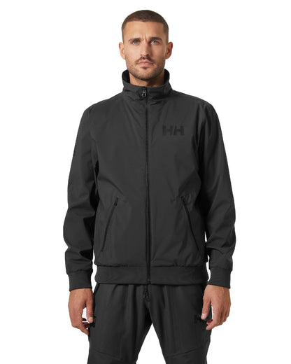 Ebony coloured Helly Hansen Mens HP Racing Bomber Sailing Jacket 2.0 on white background 