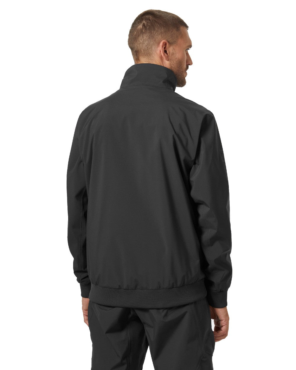 Ebony coloured Helly Hansen Mens HP Racing Bomber Sailing Jacket 2.0 on white background 