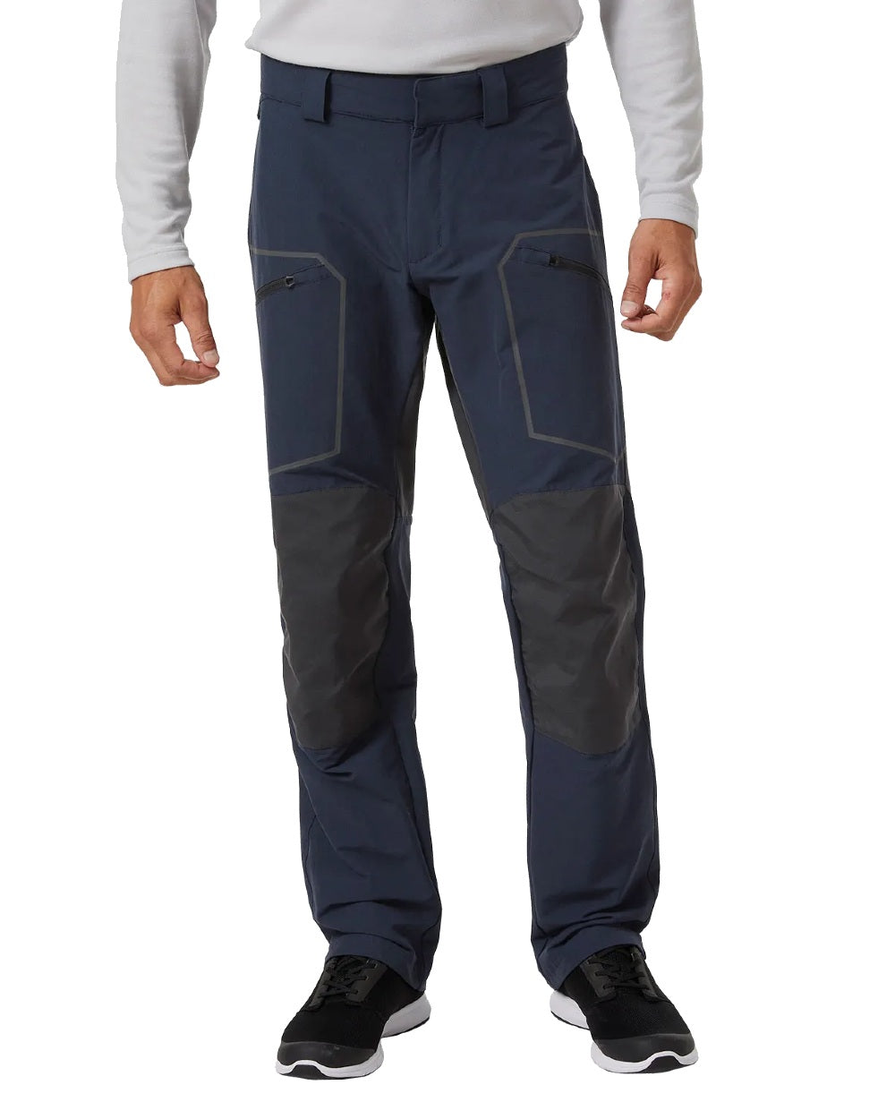 Navy coloured Helly Hansen Mens HP Racing Deck Pants on white background 