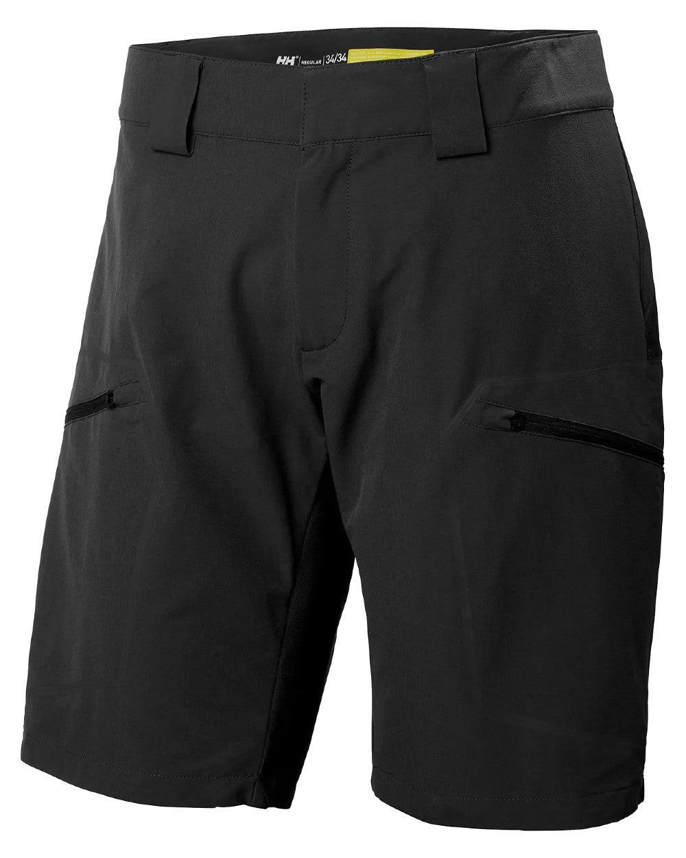 Ebony coloured Helly Hansen Mens HP Racing Deck Shorts on white background 