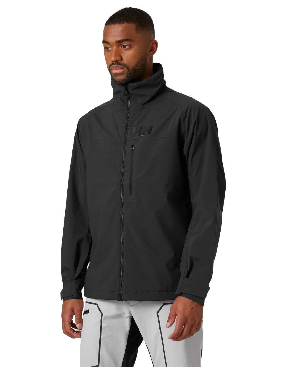 Ebony coloured Helly Hansen Mens HP Racing Sailing Jacket on white background 