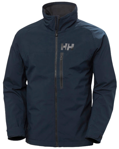 Navy coloured Helly Hansen Mens HP Racing Sailing Jacket on white background 