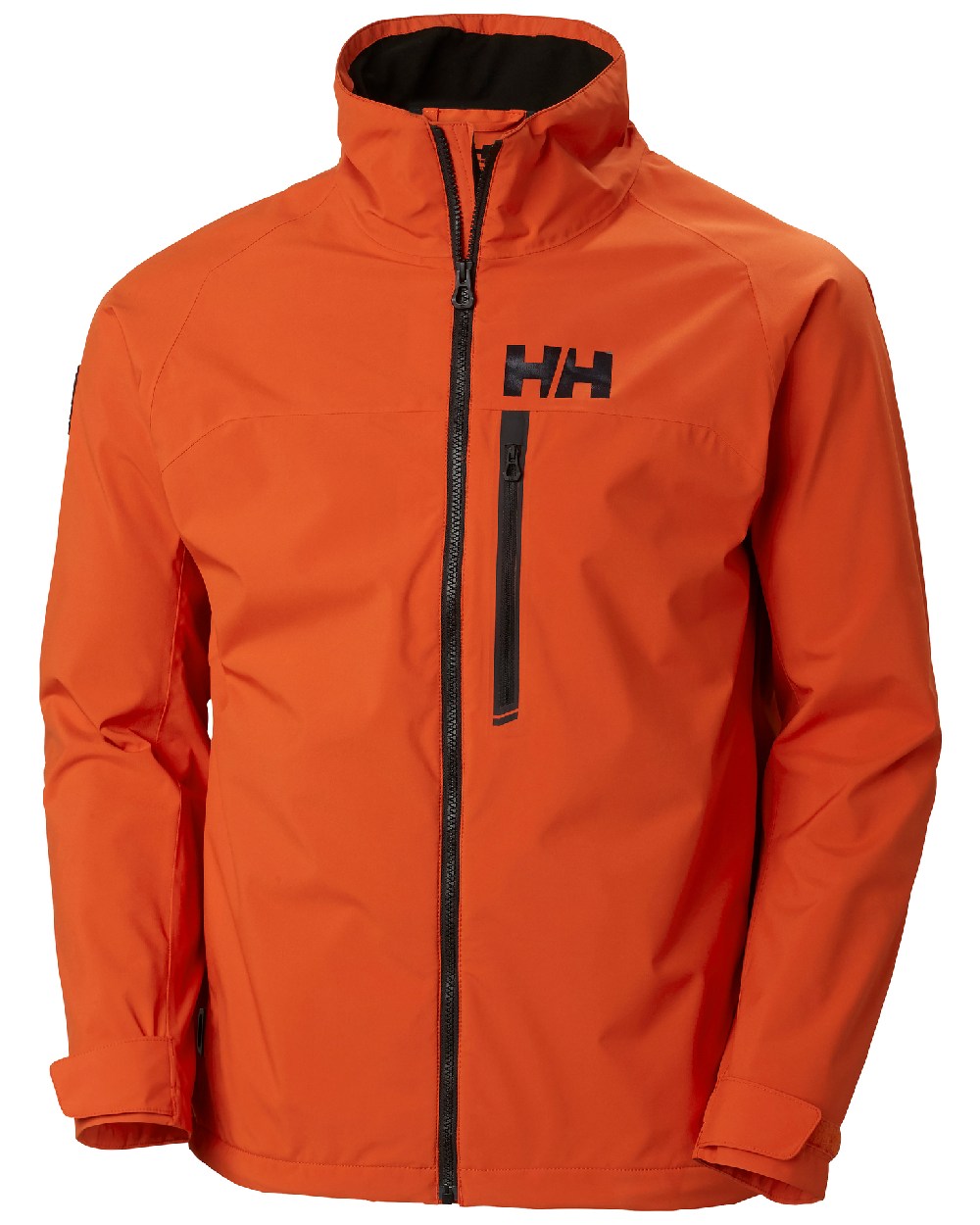 Patrol Orange coloured Helly Hansen Mens HP Racing Sailing Jacket on white background 