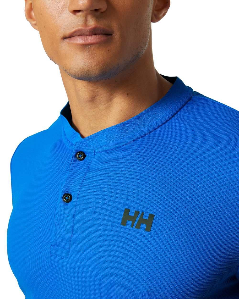 Electric Blue Coloured Helly Hansen Mens HP Sun Protective Tops on white background 