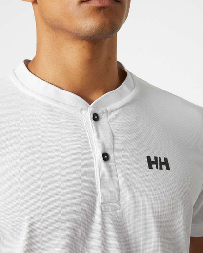 White Coloured Helly Hansen Mens HP Sun Protective Tops on grey background 