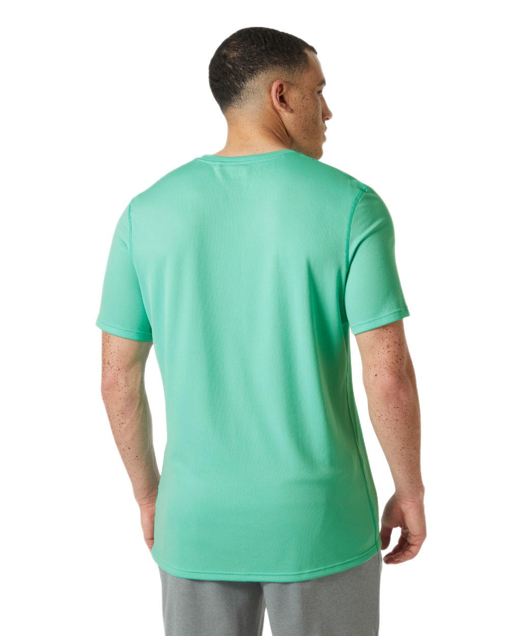 Lagoon Coloured Helly Hansen Mens Lifa Active Solen T-Shirt on White Background
