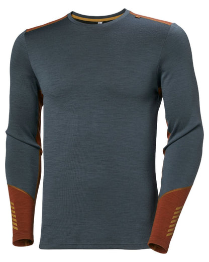 Alpine Frost Coloured Helly Hansen Mens Lifa Merino Midweight Crew Base Layer on White Background
