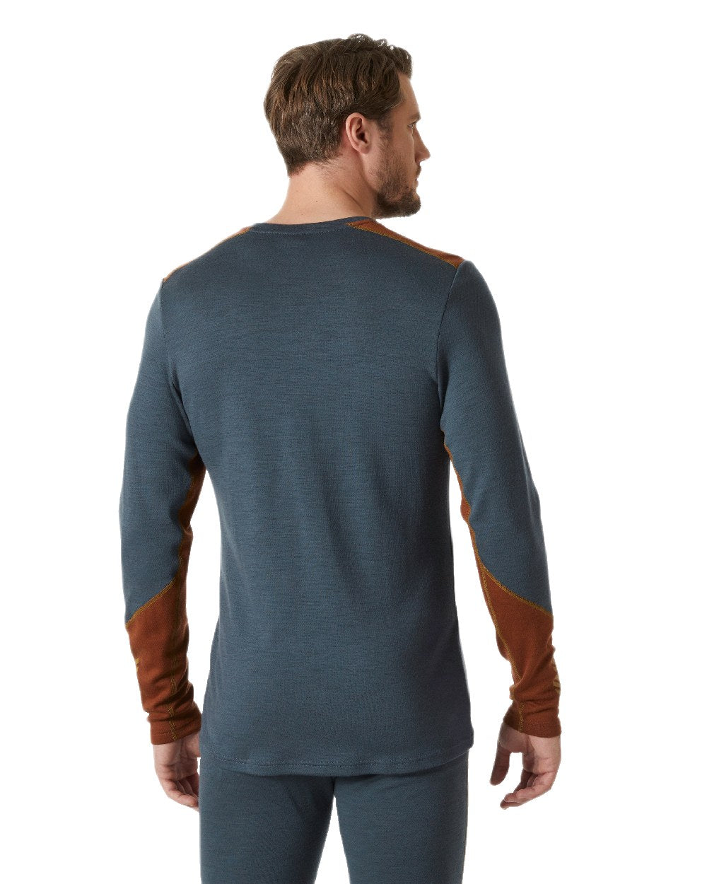 Alpine Frost Coloured Helly Hansen Mens Lifa Merino Midweight Crew Base Layer on White Background
