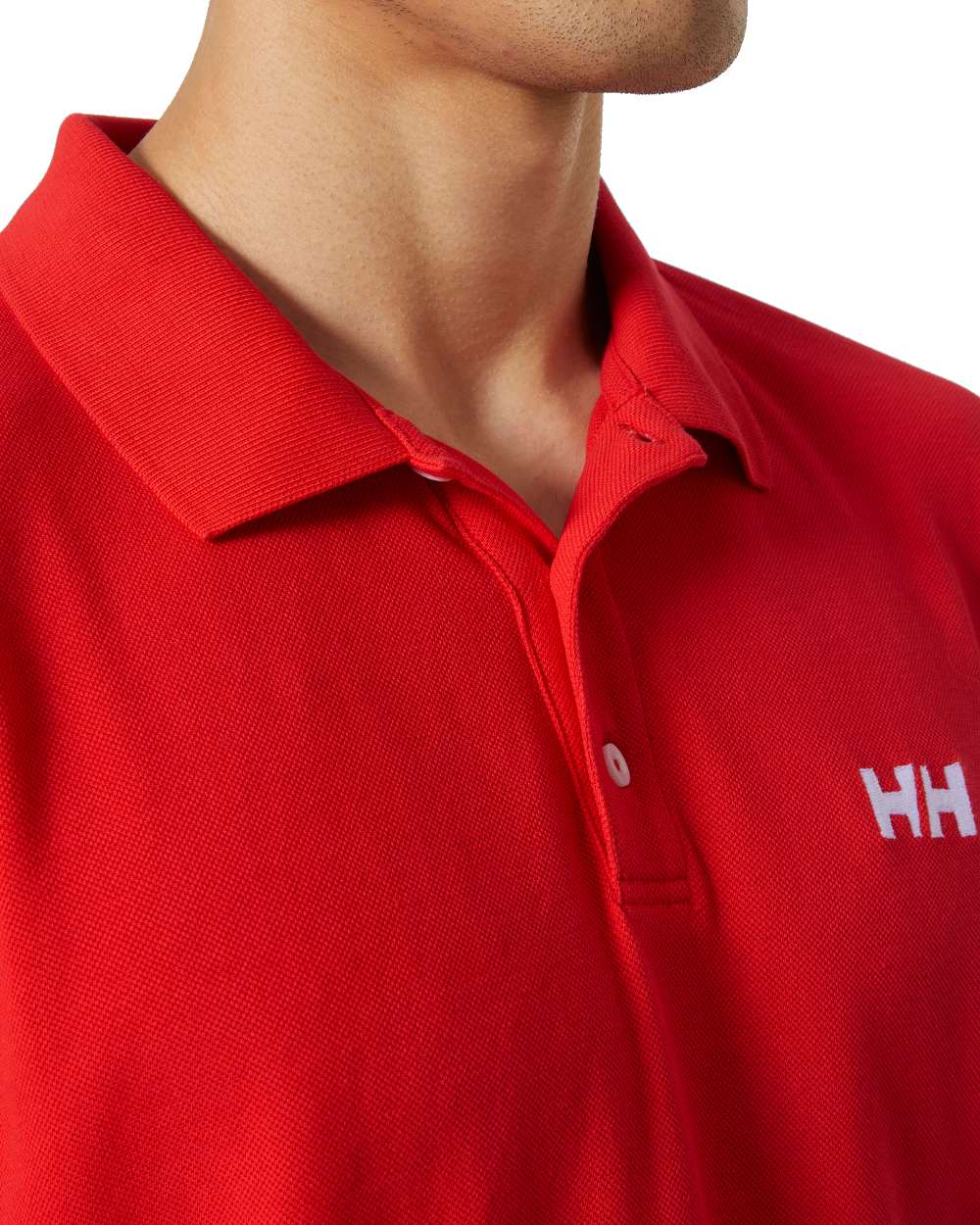 Alert Red coloured Helly Hansen Mens Malcesine Polo T-Shirt on white background 