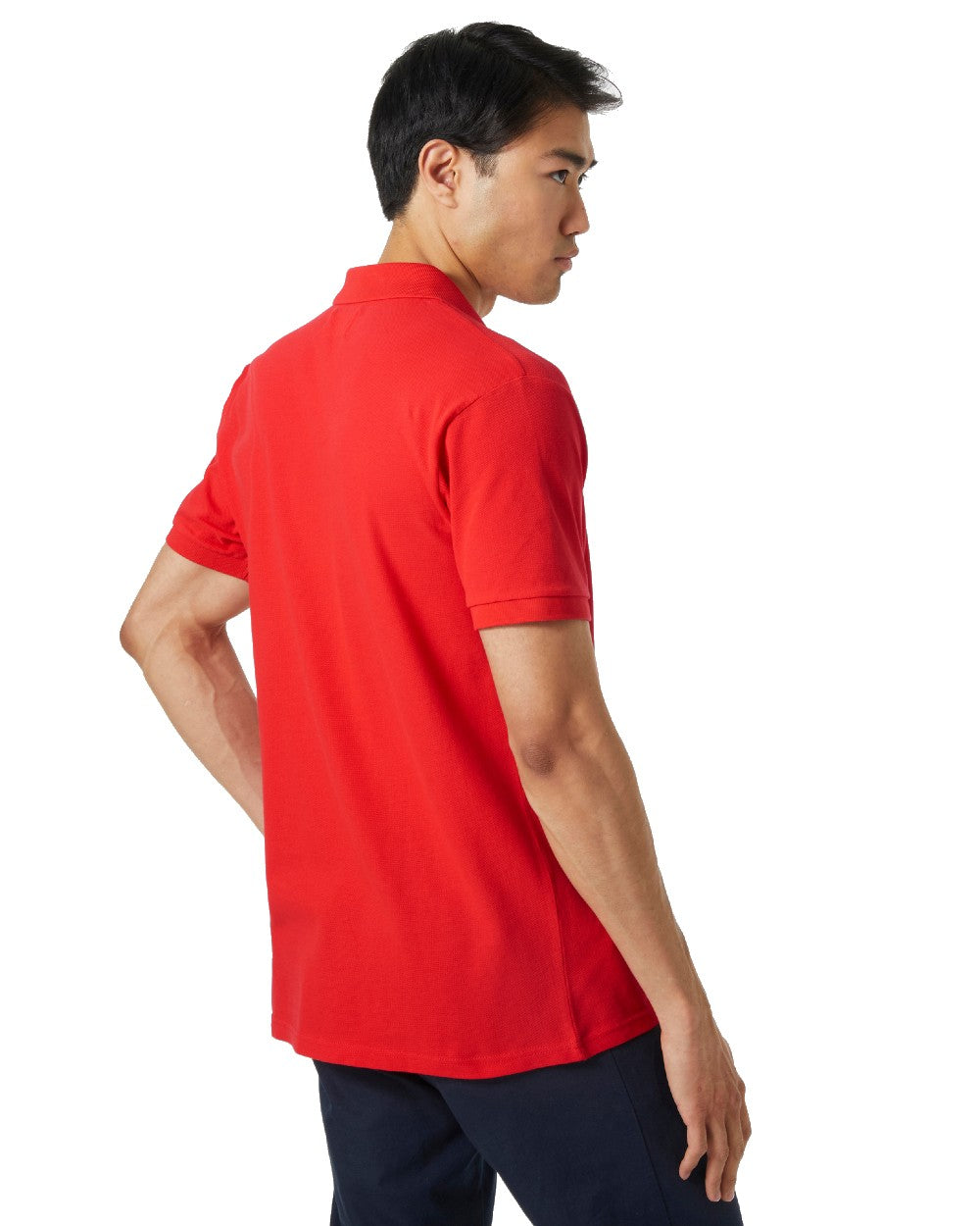 Alert Red coloured Helly Hansen Mens Malcesine Polo T-Shirt on white background 