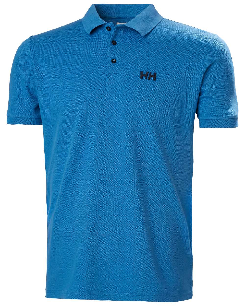 Azurite coloured Helly Hansen Mens Malcesine Polo T-Shirt on white background 